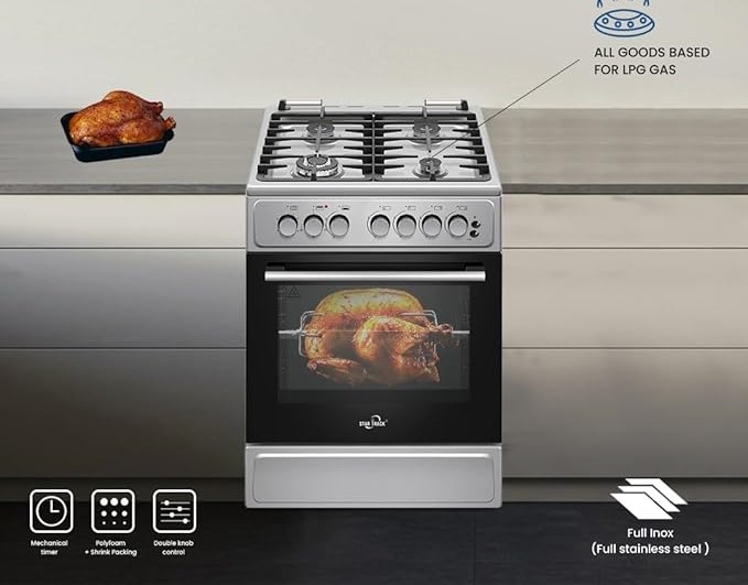 Cuisinière Mixte STAR TRACK 60x60 cm – 4 Feux Gaz + Four Électrique