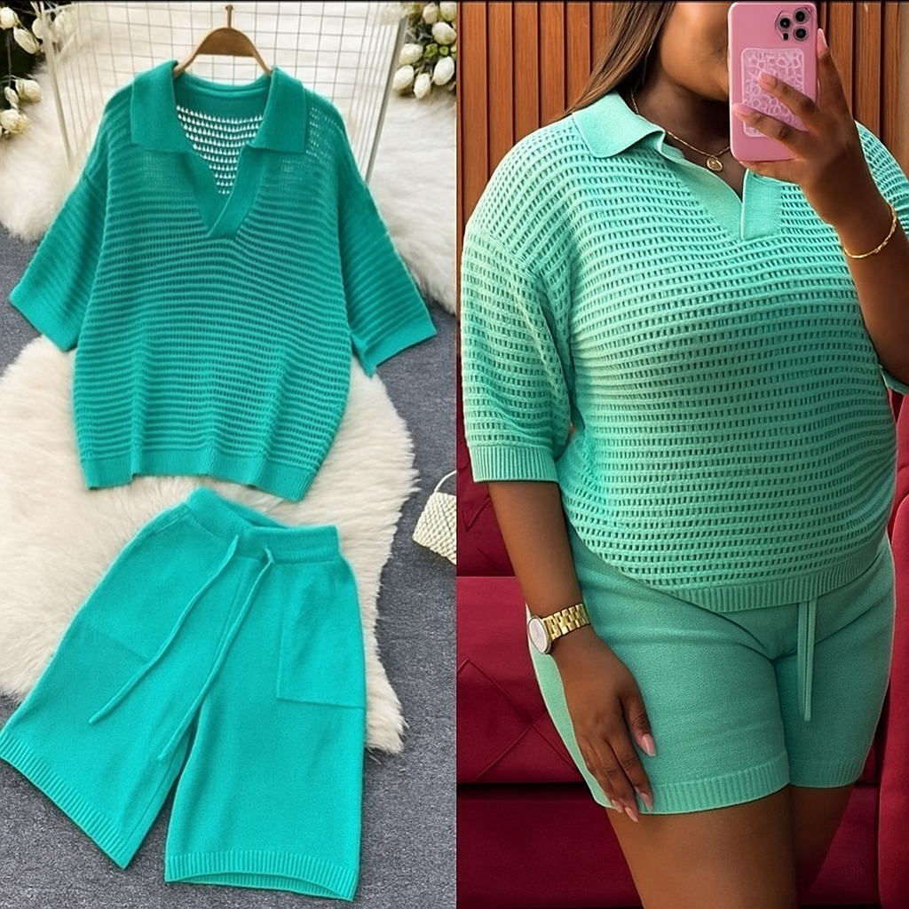 Ensemble Décontracté en Maille Vert Menthe