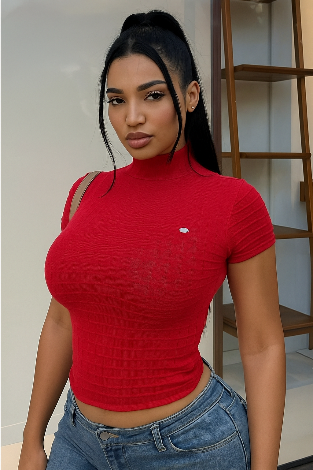 Top Femme en Maille Côtelée