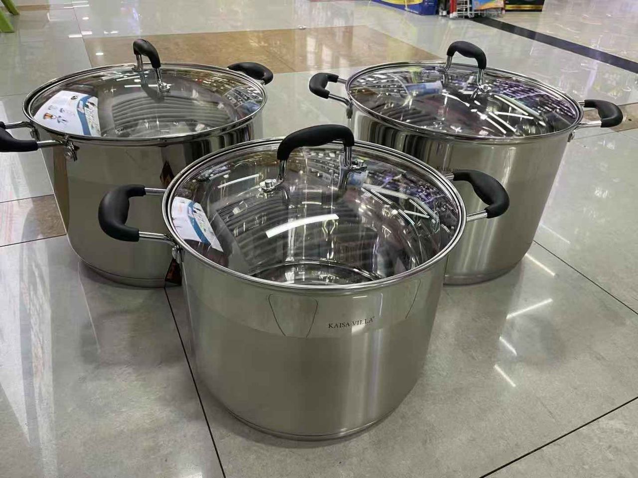 🍲 Marmite Inox Premium avec Couvercle en Verre – KAISAVILLA lot de 3