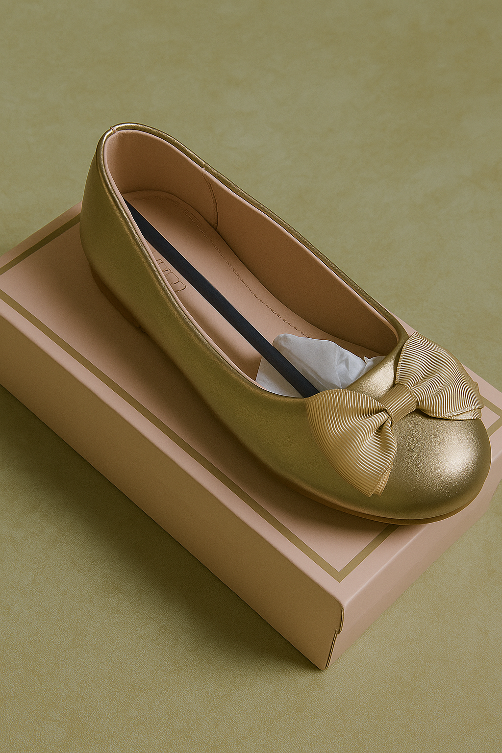 Ballerine Dorée pour Fille avec Nœud Élégant