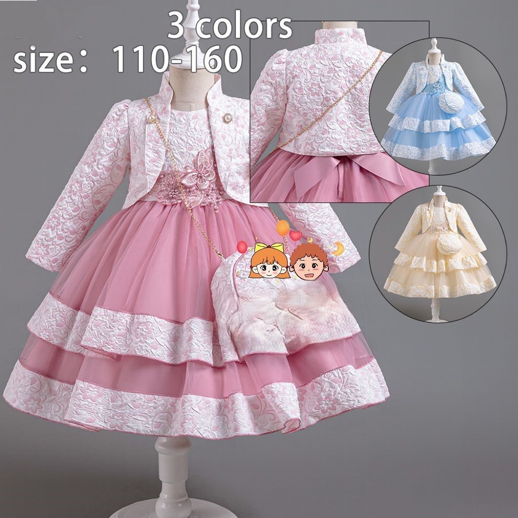 Robe de Cérémonie Fille avec Veste et Sac