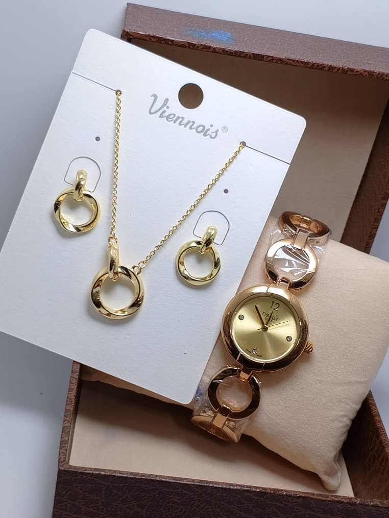 ⭐ Ensemble VIENOIS – Collier, Boucles d’Oreilles & Montre en Acier Inoxydable