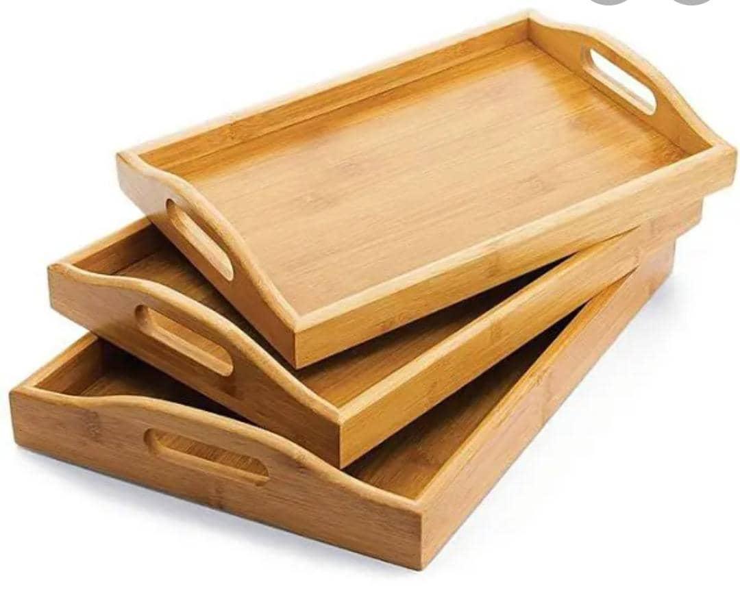 Lot de Plateaux en Bois (Bambou)