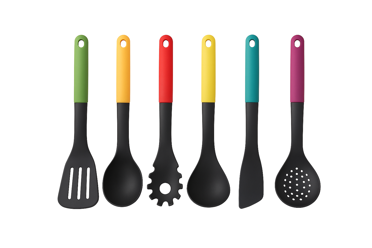 Ensemble de 6 Ustensiles de Cuisine en Nylon Coloré