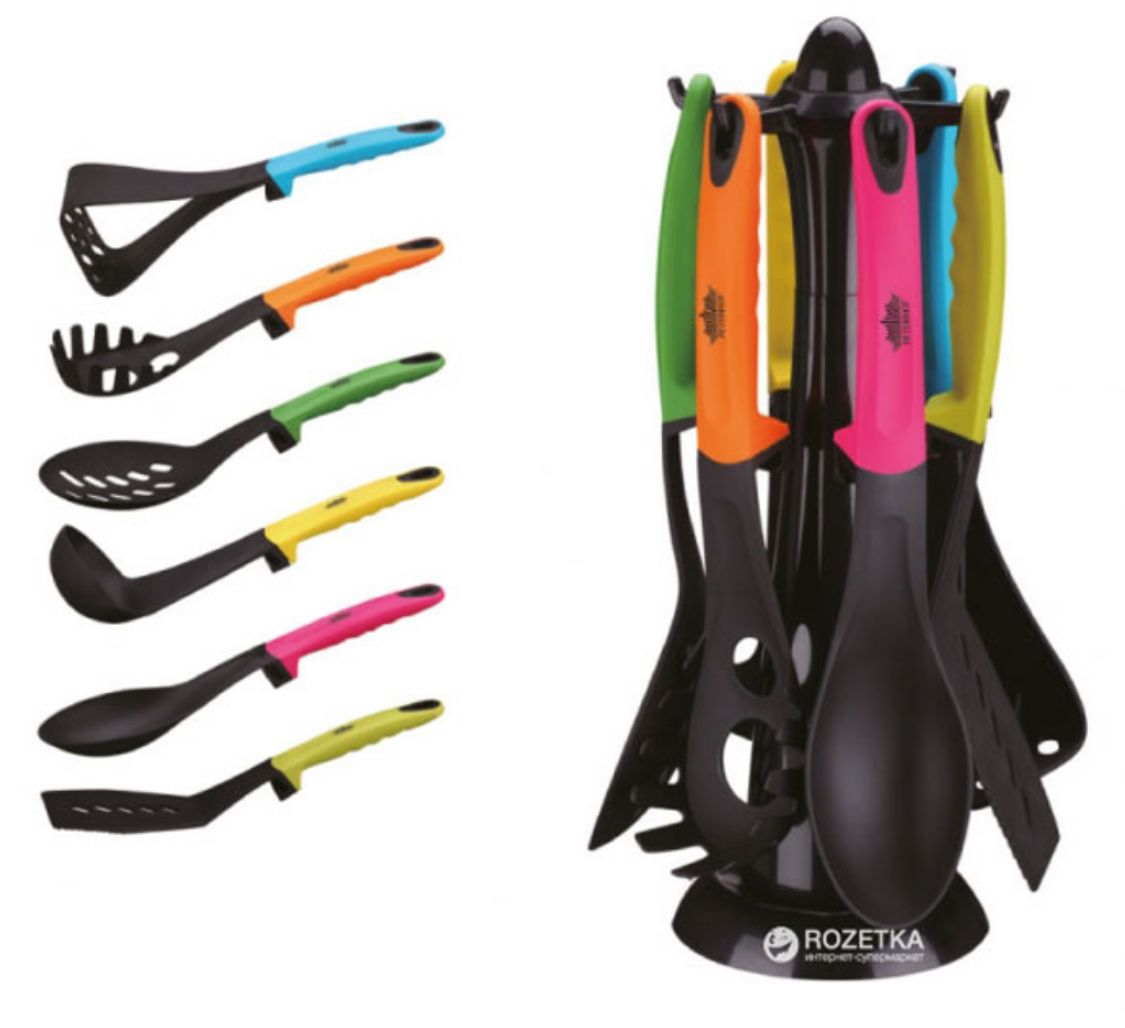  Ensemble de 6 Ustensiles de Cuisine en Nylon Coloré