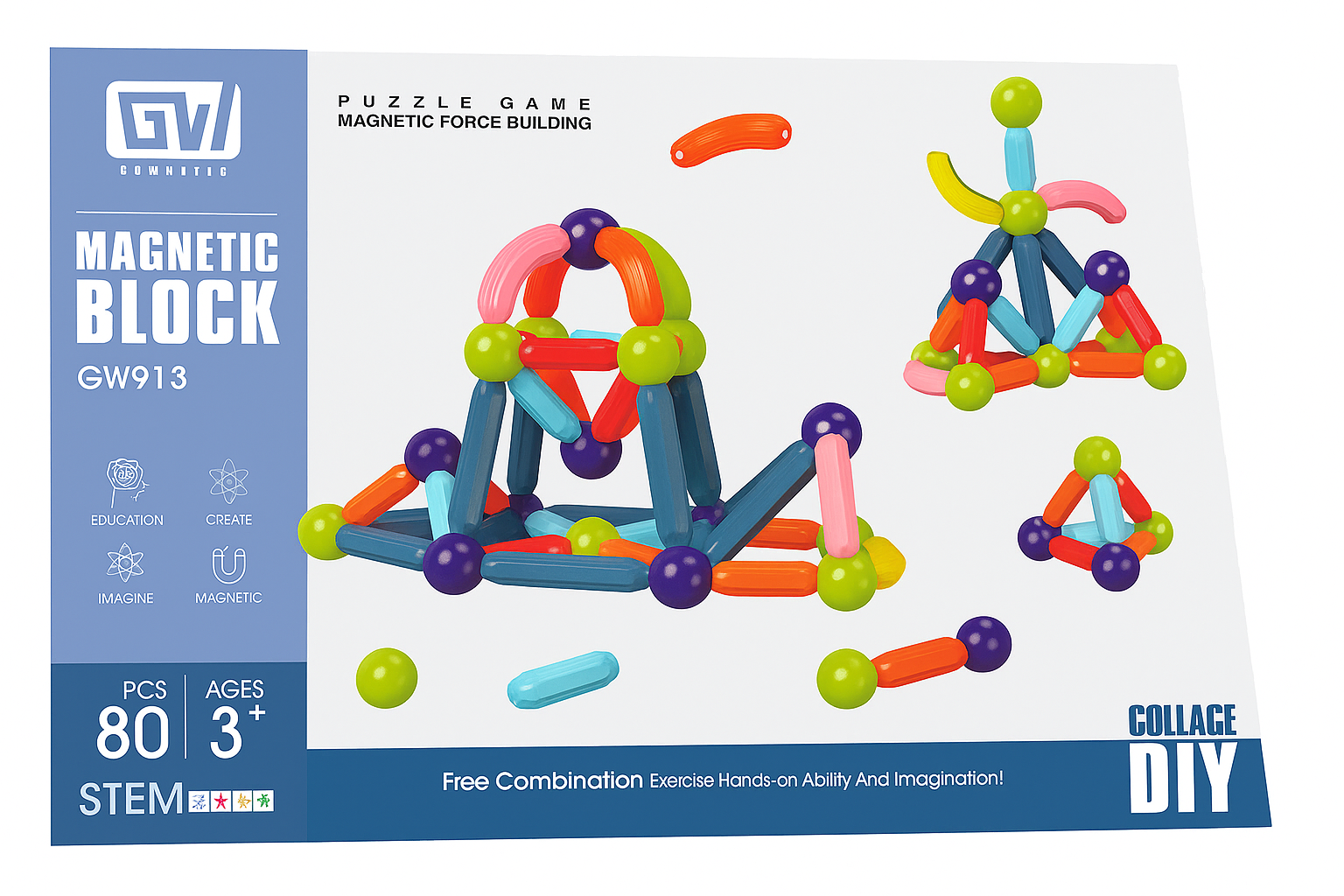 Jeu de Construction Magnétique – Magnetic Block GW913