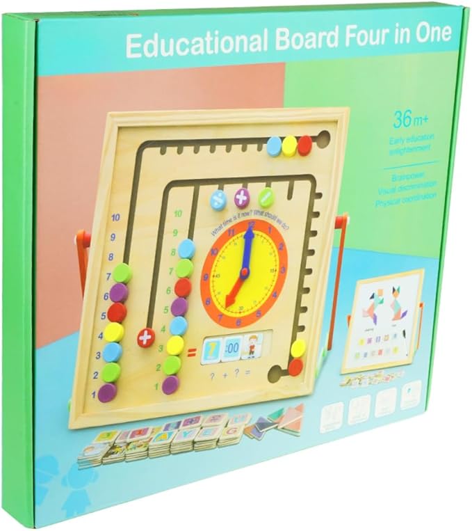 Tableau Éducatif 4 en 1 en Bois