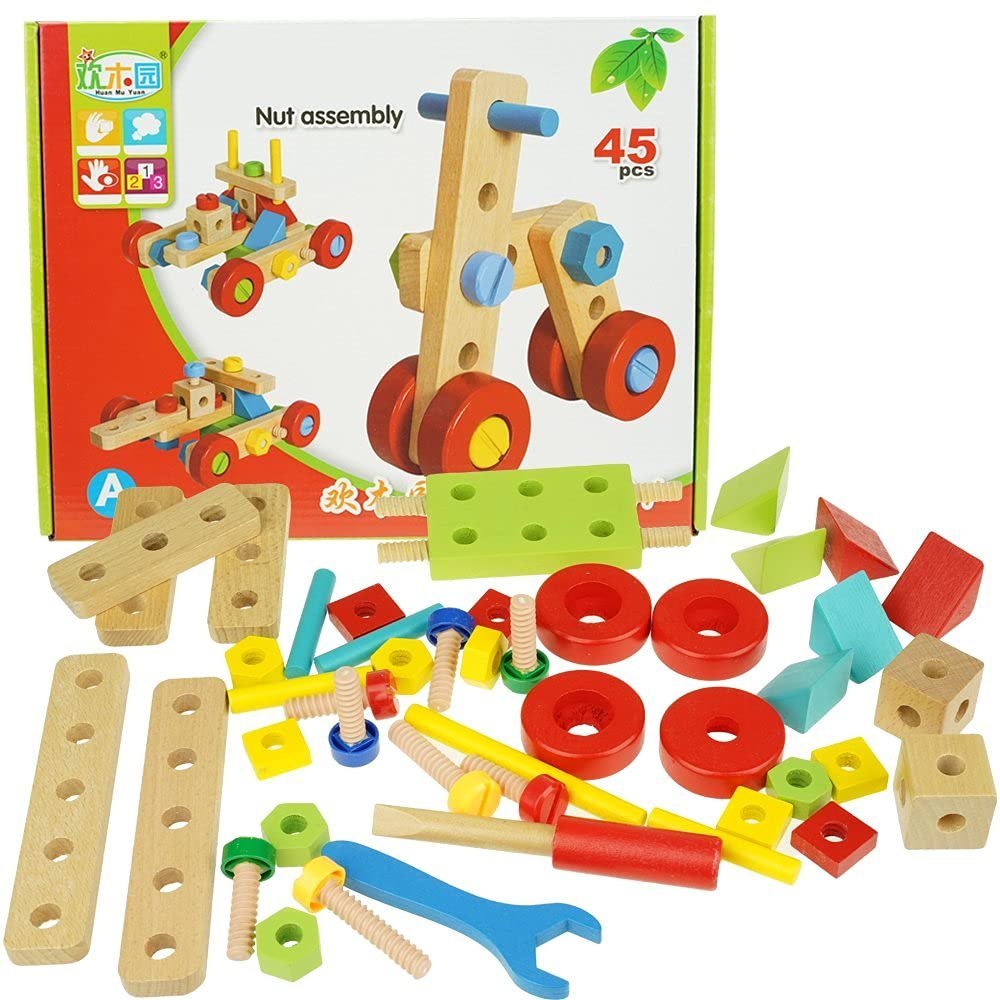 Wooden 45 pcs. Nut Assembly Game