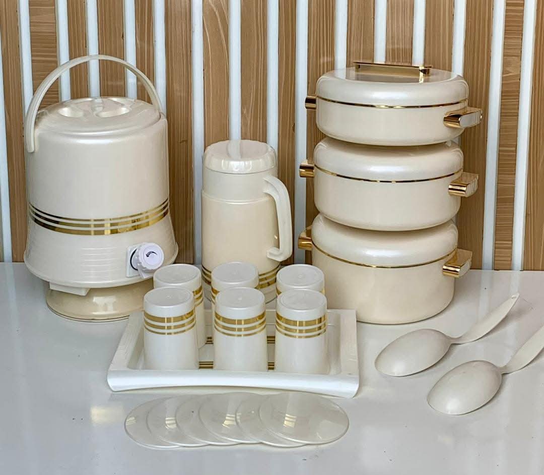 Ensemble de Service Isotherme Luxe Crème & Doré