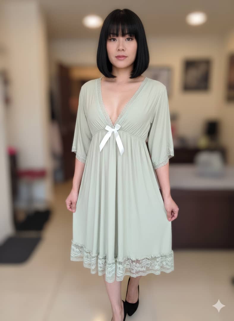 Nuisette Élégance Satinée avec Dentelle