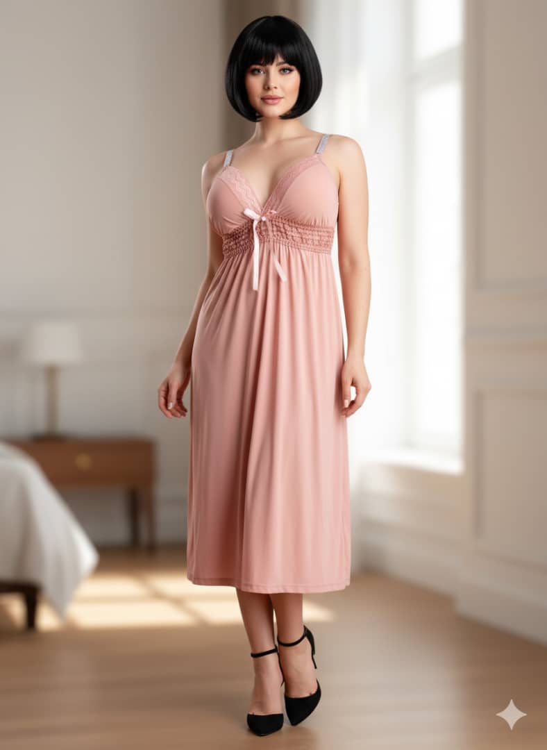 Nuisette Longue en Rose “Douce Romance”