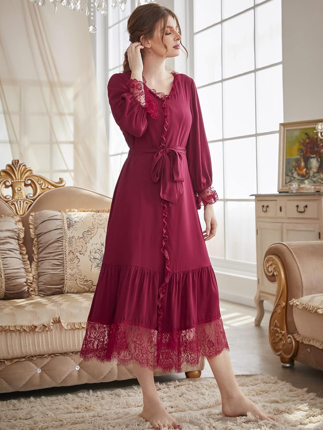 Robe de Nuit Longue Bordeaux