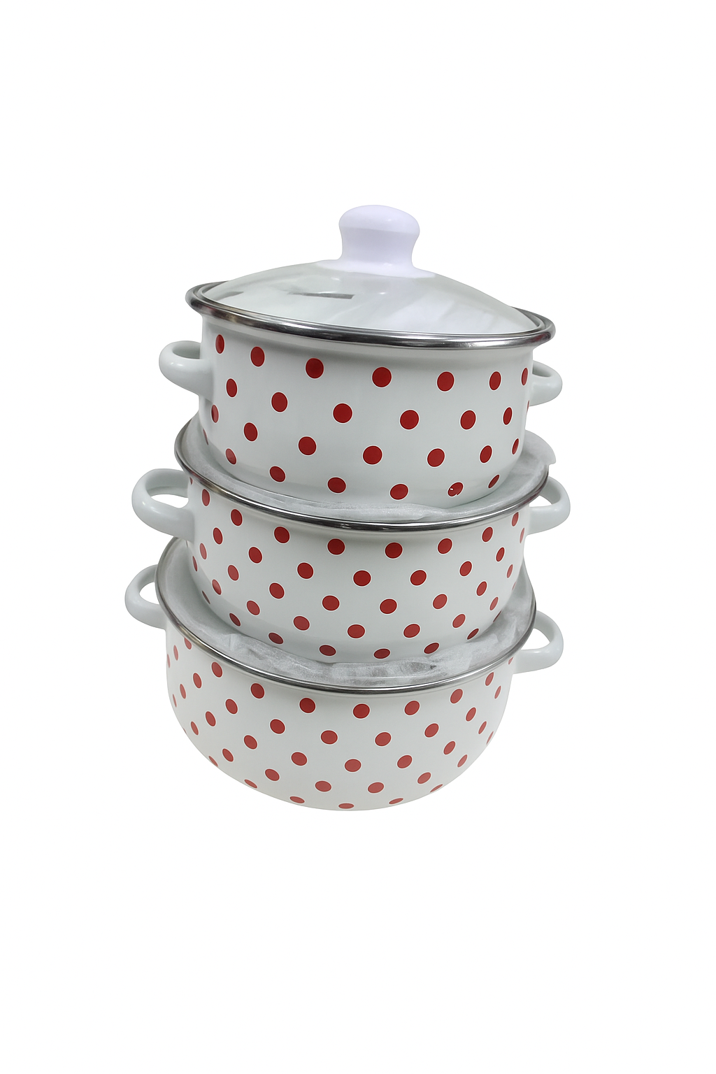 Ensemble de Bols Émaillés à Pois – Style Vintage