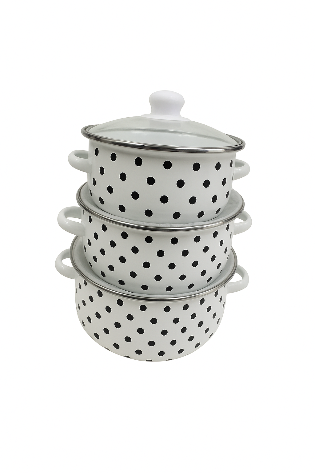 Ensemble de Bols Émaillés à Pois – Style Vintage 