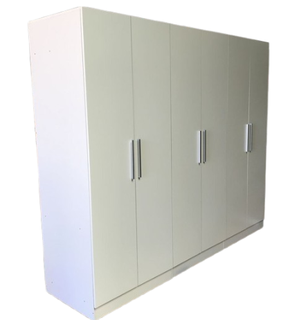 Armoire 6 Portes en Bois Mélaminé Blanc