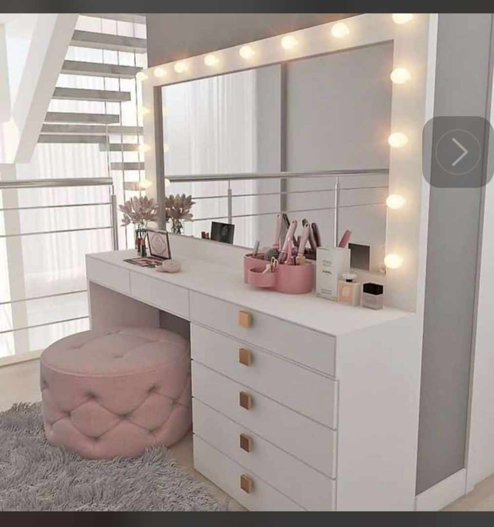 Coiffeuse Hollywood avec miroir lumineux & grand rangement