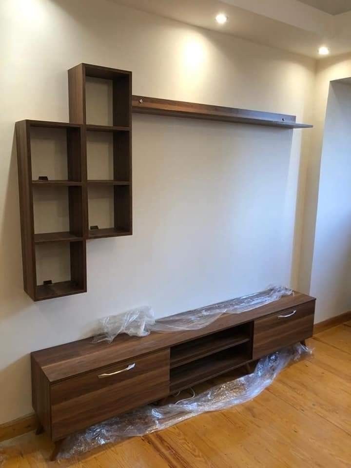 Meuble TV Moderne avec Étagères Murales