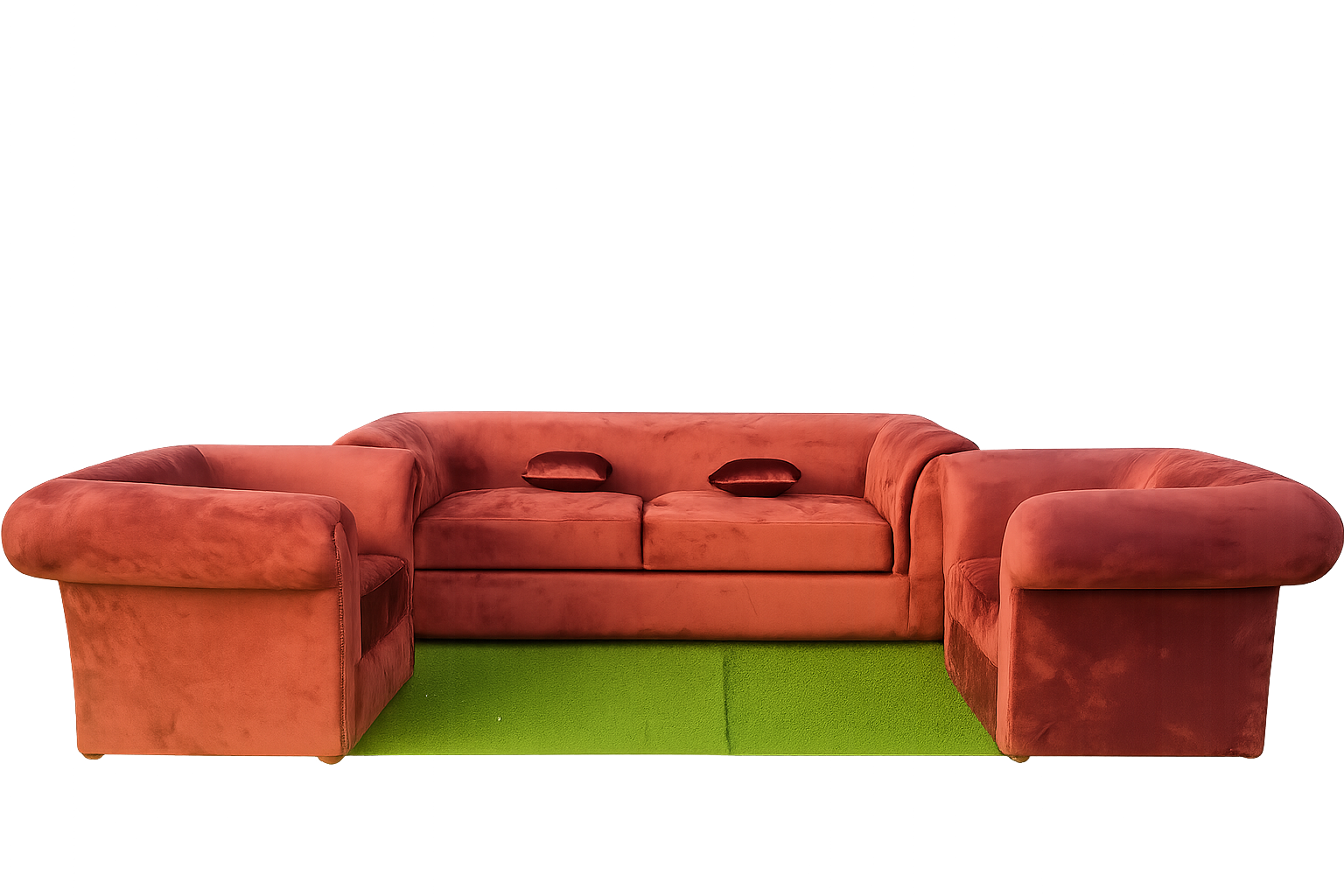 Ensemble de Salon 3 Pièces en Velours Rose/Bordeaux