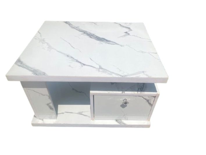 Table Basse Effet Marbre Blanc