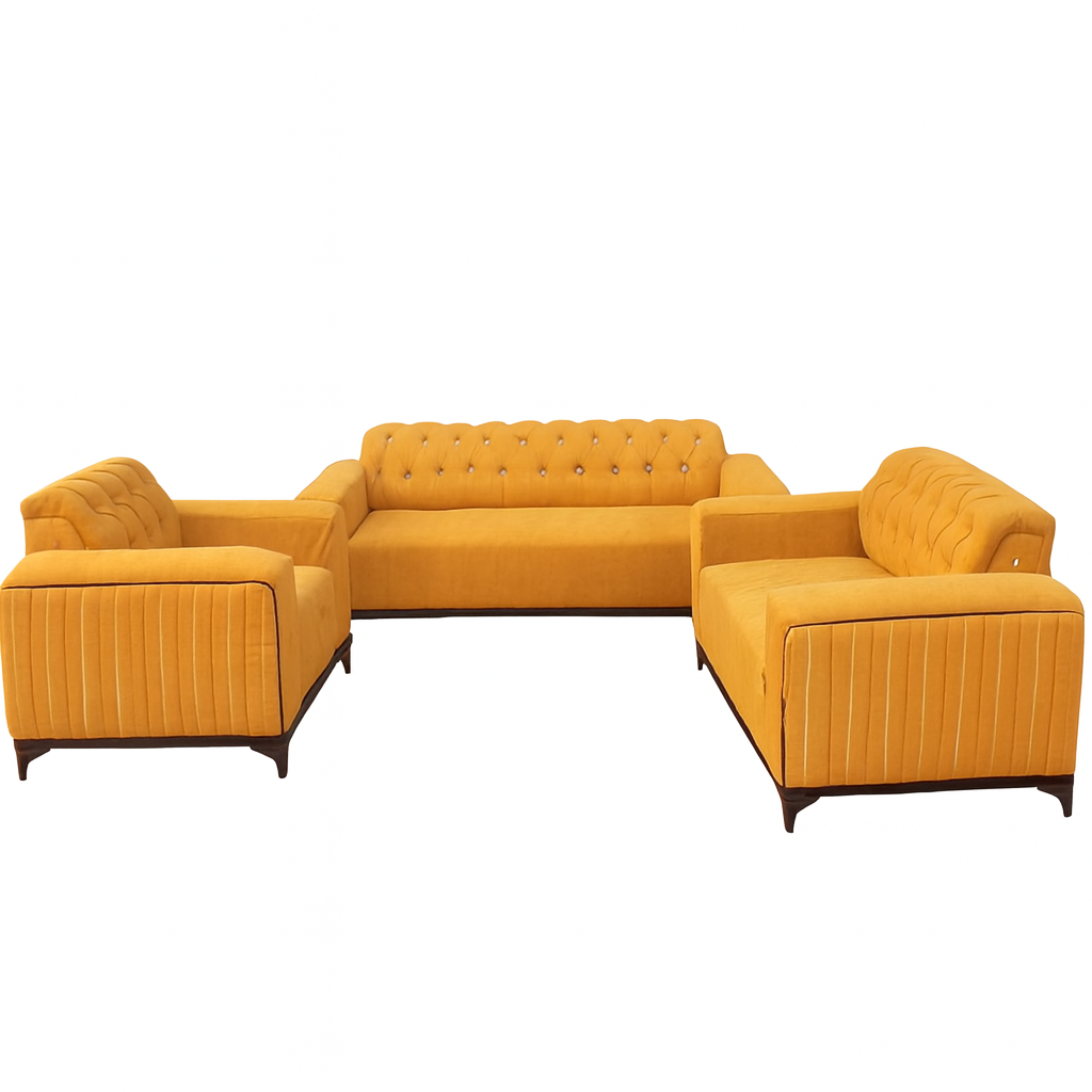 Ensemble de Salon 6 Places en Velours Jaune